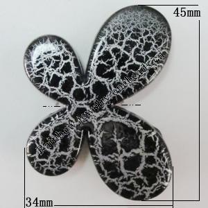 Crackle Acrlylic Beads, Butterfly 45x34mm, Hole:2.5mm, Sold by Bag
