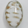 Handmade Lampwork Gold Sand Beads, Flat Oval 24x17mm Hole:1mm, Sold by PC