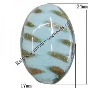 Handmade Lampwork Gold Sand Beads, Flat Oval 24x17mm Hole:1mm, Sold by PC