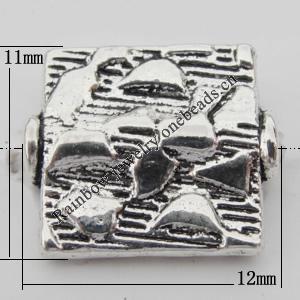 Bead Zinc Alloy Jewelry Findings Lead-free, 11x12mm, Hole:1mm, Sold by Bag