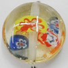 Inner Flower Handmade Lampwork Beads, Flat Round 20mm Hole:2mm, Sold by PC