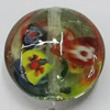 Inner Flower Handmade Lampwork Beads, Flat Round 20mm Hole:2mm, Sold by PC