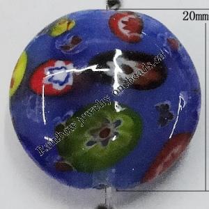 Inner Flower Handmade Lampwork Beads, Flat Round 20mm Hole:2mm, Sold by PC