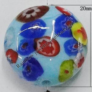 Inner Flower Handmade Lampwork Beads, Flat Round 20mm Hole:2mm, Sold by PC