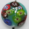 Inner Flower Handmade Lampwork Beads, Flat Round 20mm Hole:2mm, Sold by PC