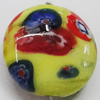 Inner Flower Handmade Lampwork Beads, Flat Round 20mm Hole:2mm, Sold by PC