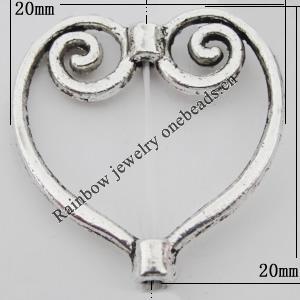 Bead Zinc Alloy Jewelry Findings Lead-free, 20x20mm, Hole:1mm, Sold by Bag