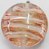 Handmade Lampwork Gold Sand Beads, Flat Round 20mm Hole:1mm, Sold by PC