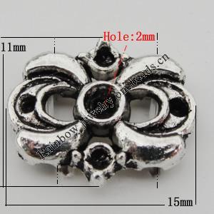 Connector Zinc Alloy Jewelry Findings Lead-free, 15x11mm, Hole:1mm, Sold by Bag