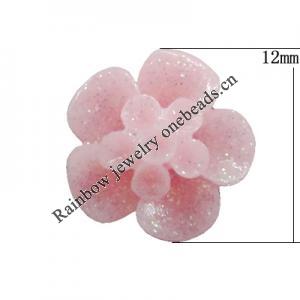 Resin Cabochons, No Hole Headwear & Costume Accessory, Flower 12mm, Sold by Bag