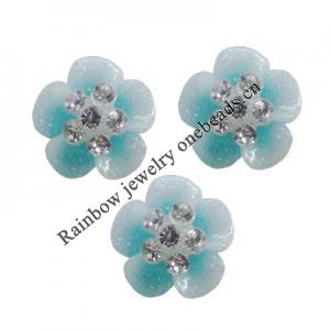 Resin Cabochons, No Hole Headwear & Costume Accessory, Flower with Acrylic Zircon 12mm, Sold by Bag