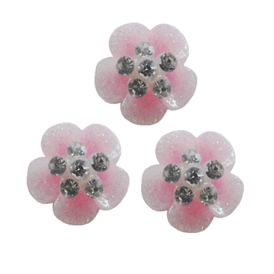 Resin Cabochons, No Hole Headwear & Costume Accessory, Flower with Acrylic Zircon 12mm, Sold by Bag