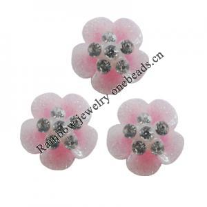 Resin Cabochons, No Hole Headwear & Costume Accessory, Flower with Acrylic Zircon 12mm, Sold by Bag