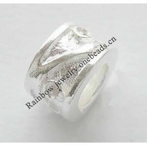 Sterling Silver Beads European Style, Tube, 9.5x6mm, Hole:Approx 5.5MM, Sold by PC