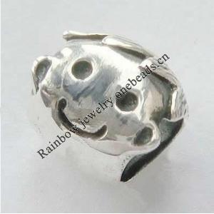 Sterling Silver Beads European Style, 9x8x7mm, Hole:Approx 5MM, Sold by PC