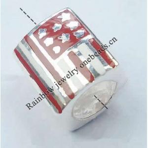 Sterling Silver Beads European Style, No troll, with enamel, Tube, 7x8x9mm, Hole:Approx 4MM, Sold by PC