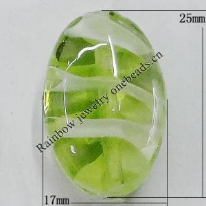 Handmade Lampwork Beads, Flat Oval 25x17mm Hole:1mm, Sold by PC