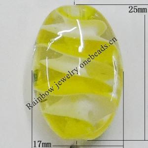 Handmade Lampwork Beads, Flat Oval 25x17mm Hole:1mm, Sold by PC