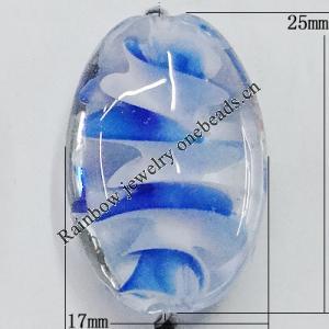 Handmade Lampwork Beads, Flat Oval 25x17mm Hole:1mm, Sold by PC