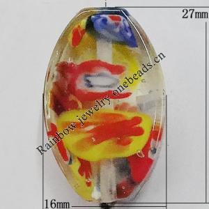 Inner Flower Handmade Lampwork Beads, Flat Oval 27x16mm Hole:1mm, Sold by PC