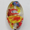 Inner Flower Handmade Lampwork Beads, Flat Oval 27x16mm Hole:1mm, Sold by PC