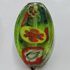 Inner Flower Handmade Lampwork Beads, Flat Oval 27x16mm Hole:1mm, Sold by PC