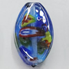 Inner Flower Handmade Lampwork Beads, Flat Oval 27x16mm Hole:1mm, Sold by PC