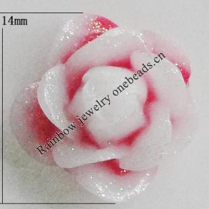 Resin Cabochons, No Hole Headwear & Costume Accessory, Flower 14mm, Sold by Bag