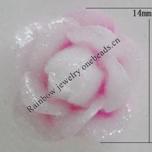 Resin Cabochons, No Hole Headwear & Costume Accessory, Flower 14mm, Sold by Bag