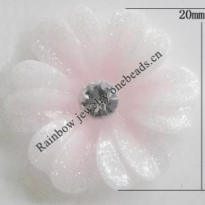 Resin Cabochons, No Hole Headwear & Costume Accessory, Flower with Acrylic Zircon 20mm, Sold by Bag