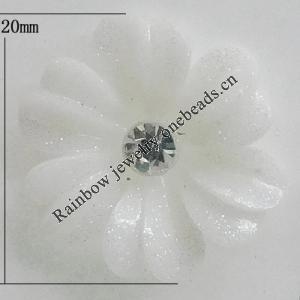 Resin Cabochons, No Hole Headwear & Costume Accessory, Flower with Acrylic Zircon 20mm, Sold by Bag