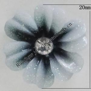 Resin Cabochons, No Hole Headwear & Costume Accessory, Flower with Acrylic Zircon 20mm, Sold by Bag