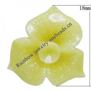 Resin Cabochons, No Hole Headwear & Costume Accessory, Flower 18mm, Sold by Bag