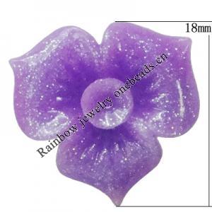 Resin Cabochons, No Hole Headwear & Costume Accessory, Flower 18mm, Sold by Bag