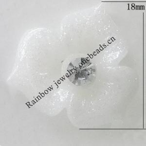 Resin Cabochons, No Hole Headwear & Costume Accessory, Flower with Acrylic Zircon 18mm, Sold by Bag