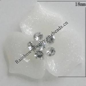 Resin Cabochons, No Hole Headwear & Costume Accessory, Flower with Acrylic Zircon 18mm, Sold by Bag