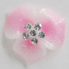 Resin Cabochons, No Hole Headwear & Costume Accessory, Flower with Acrylic Zircon 18mm, Sold by Bag