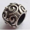 Sterling Silver Beads European Style, No troll, Drum, 7x9mm, Hole:Approx 5MM, Sold by PC