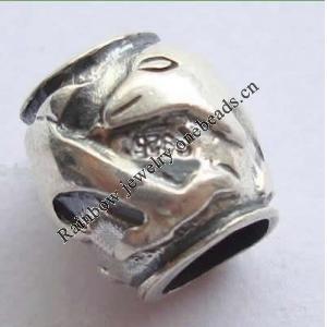 Sterling Silver Beads European Style, No troll, Drum, 9x9mm, Hole:Approx 5MM, Sold by PC