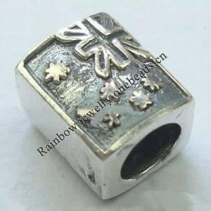Sterling Silver Beads European Style, No troll, Tube, 7x8x9mm, Hole:Approx 4MM, Sold by PC