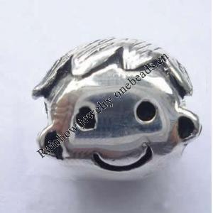 Sterling Silver Beads European Style, No troll, 9x9x8mm, Hole:Approx 4MM, Sold by PC
