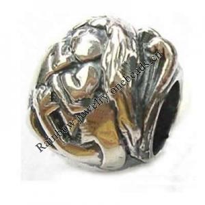 Sterling Silver Beads European Style, No troll, Drum, 10x8x9mm, Hole:Approx 4.5MM, Sold by PC