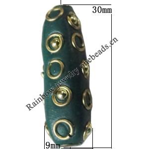 Indonesia Beads Handmade, Tube 30x9mm, Hole:Approx 2mm, Sold by PC