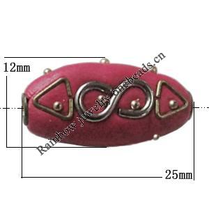Indonesia Beads Handmade, Horse Eye 25x12mm, Hole:Approx 2mm, Sold by PC
