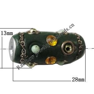 Indonesia Beads Handmade, Tube 28x13mm, Hole:Approx 4mm, Sold by PC