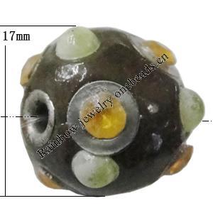 Indonesia Beads Handmade, Round 17x17mm, Hole:Approx 2mm, Sold by PC