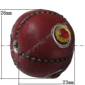 Indonesia Beads Handmade, Drum 23x26mm, Hole:Approx 3mm, Sold by PC