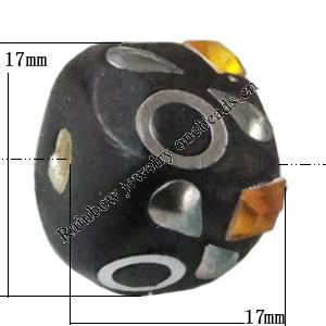Indonesia Beads Handmade, Cube 17x17mm, Hole:Approx 3mm, Sold by PC