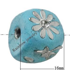 Indonesia Beads Handmade, Cube 16x16mm, Hole:Approx 3mm, Sold by PC
