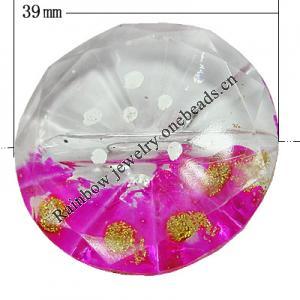 Inner Painted Acrylic Beads, Flat Round 39mm Hole:3mm, Sold by Bag